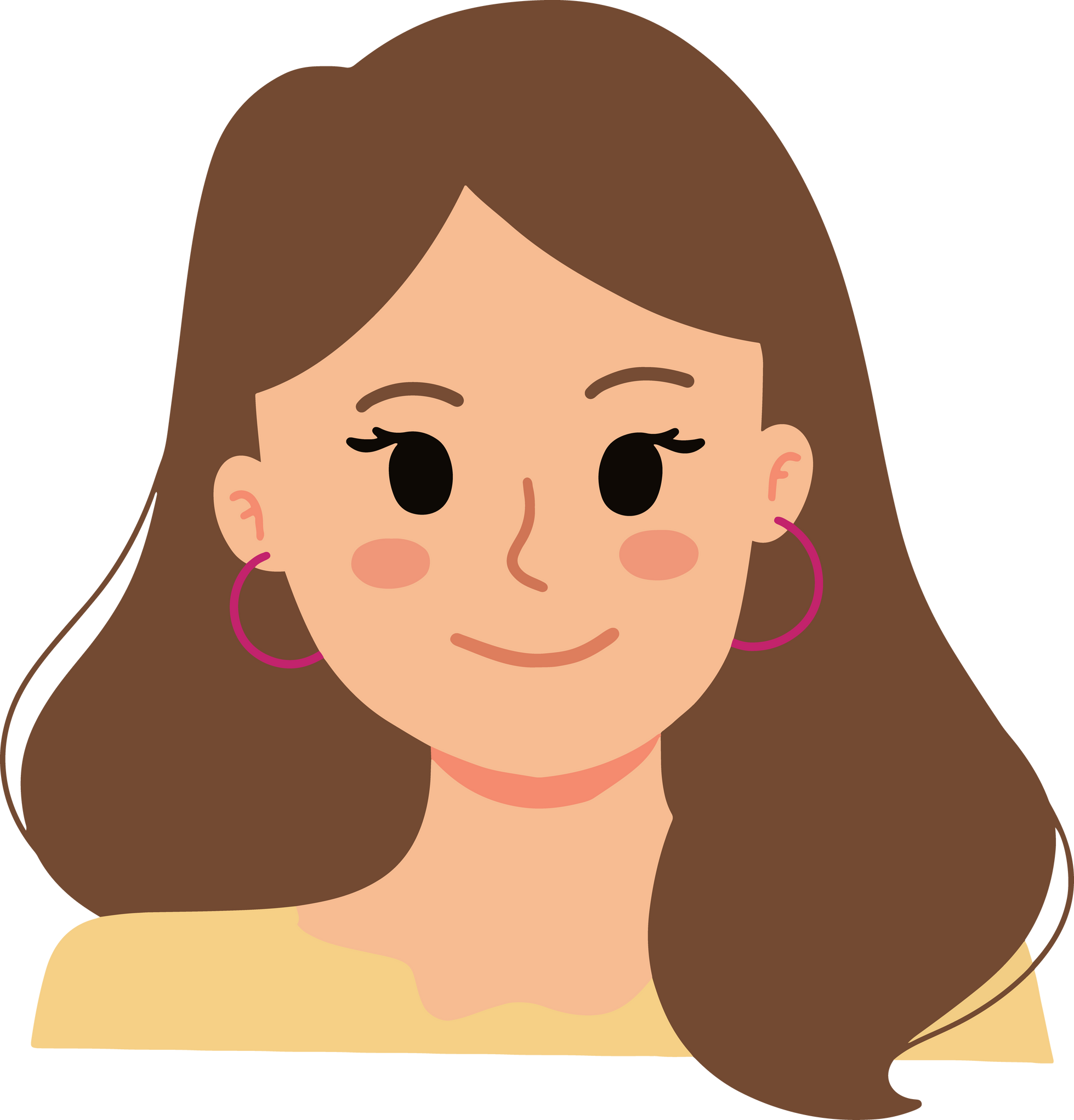 a portrait of beautiful woman wearing pink hoop earrings